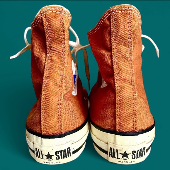 Converse 1980s Made in USA Burnt Orange High Top Vintage Sneakers Sz 11.5 RareOG - Picture 9 of 16